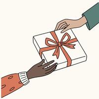 Present Exchange Between Two Diverse Hands vector