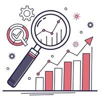 Growth Chart With Magnifying Glass Analytics vector