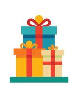 Stack Of Colorful Gift Boxes With Ribbons vector