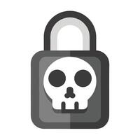 Skull Padlock Illustration Security Vulnerability Concept vector