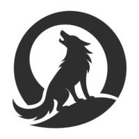 Howling Wolf Silhouette In Front Moon vector