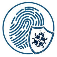 Biometric Data Security With Bug Shield Icon vector