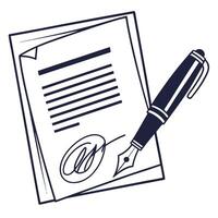 Contract Signature With Pen Line Art vector