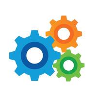 Three Colorful Gears Rotating Together vector