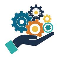 Gears In Hand Concept Innovation Technology vector
