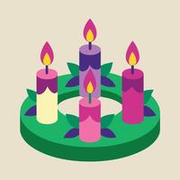 Advent Wreath With Lit Candles Illustration vector