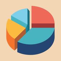 Isometric Pie Chart Colorful Presentation Diagram vector