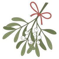 Mistletoe Branch With Ribbon Christmas Decoration vector