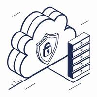Cloud Security Isometric Data Server Illustration vector