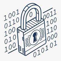 Data Security Lock And Binary Code vector