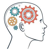 Gears In Mind Representing Thought Process vector