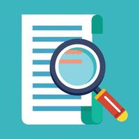Document Analysis With Magnifying Glass Flat Design vector