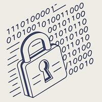 Digital Security Lock And Binary Code Concept vector