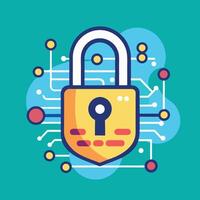 Digital Lock Data Protection Cybersecurity Illustration vector