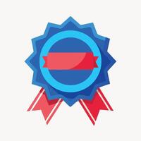 Badge With Red Ribbon And Blue Frame vector