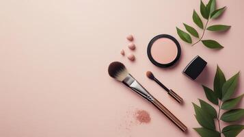 Makeup brushes and cosmetics photo
