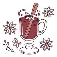 Mulled Wine With Cinnamon And Star Anise vector