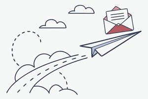Flying Paper Plane With Message Illustration vector