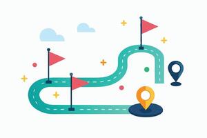 Map With Flags And Location Pins vector