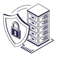 Secure Server Data Protection Isometric Illustration vector