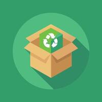 Recycle Box Symbol On Green Background vector