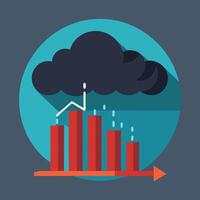 Economic Recession Forecast With Declining Bar Graph vector