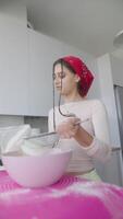 The Baking Process Sifting Flour into a Bowl with Excitement and Enthusiasm to Create Delights video