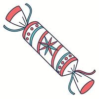 Isolated Stylized Christmas Cracker Illustration On White vector