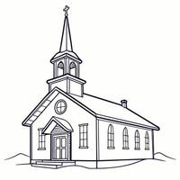 Church Outline Simple Line Art vector