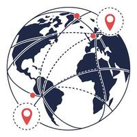 Global Network Connection Map With Location Points vector