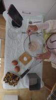 The Cooking Process Involving Eggs and Various Ingredients Spread Out on a Table Surface video