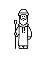 Old Man Monk Minimalist Line Art vector