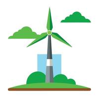 Clean Energy From Wind Turbine And Clouds vector