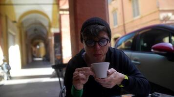 Enjoying a Relaxing Coffee Moment Within a Charming and Inviting Italian Setting Outdoors video