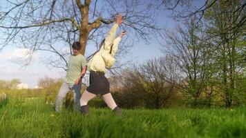 Delightful Interaction in Nature Surrounded by Lush and Growing Trees and Greenery video