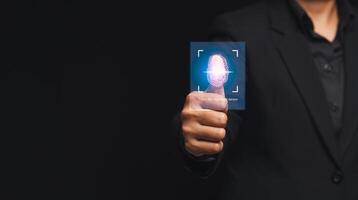 Fingerprint scan provides security access with biometrics identification photo