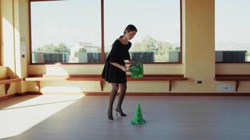 Ballerina Setting Up The Gym For The Training video