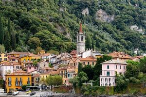 Scenic view of Varenna village in Como lake, Italy. photo