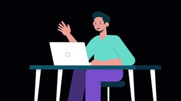 Online Team Company Meeting 2D Animation On Alpha Channel 4K video