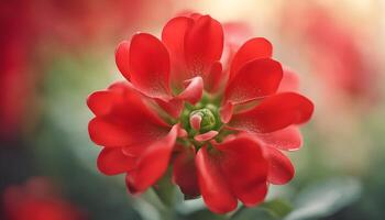 Elegant red kalanchoe bloom, shallow depth of field with soft bokeh effect photo