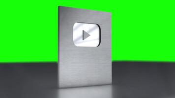 YouTube Silver Play Button 3D Animation On Green Screen video