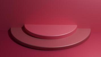 A 3d render of a round table with a red background photo