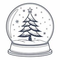 Monochrome Snow Globe With Christmas Tree vector
