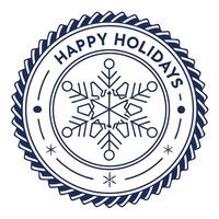 Happy Holidays Snowflake Round Badge Graphic vector