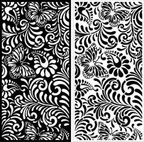 Black and White Decorative Butterfly and Floral Pattern Design vector