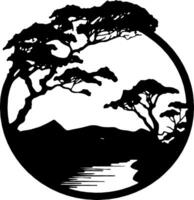 tree scene inside the circle vector
