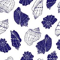 Seamless pattern with seashells. Hand drawn illustration vector