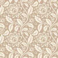 Hand drawn abstract leaf and flower organic seamless pattern. black floral leaves geometric pattern on brown background. flower pattern. floral pattern. vector