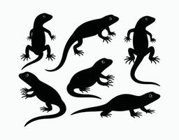 Monitor Lizard Silhouette Isolated Template Set vector