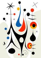 Surreal art illustration in Joan Miro style. Abstract Geometric Shapes. vector